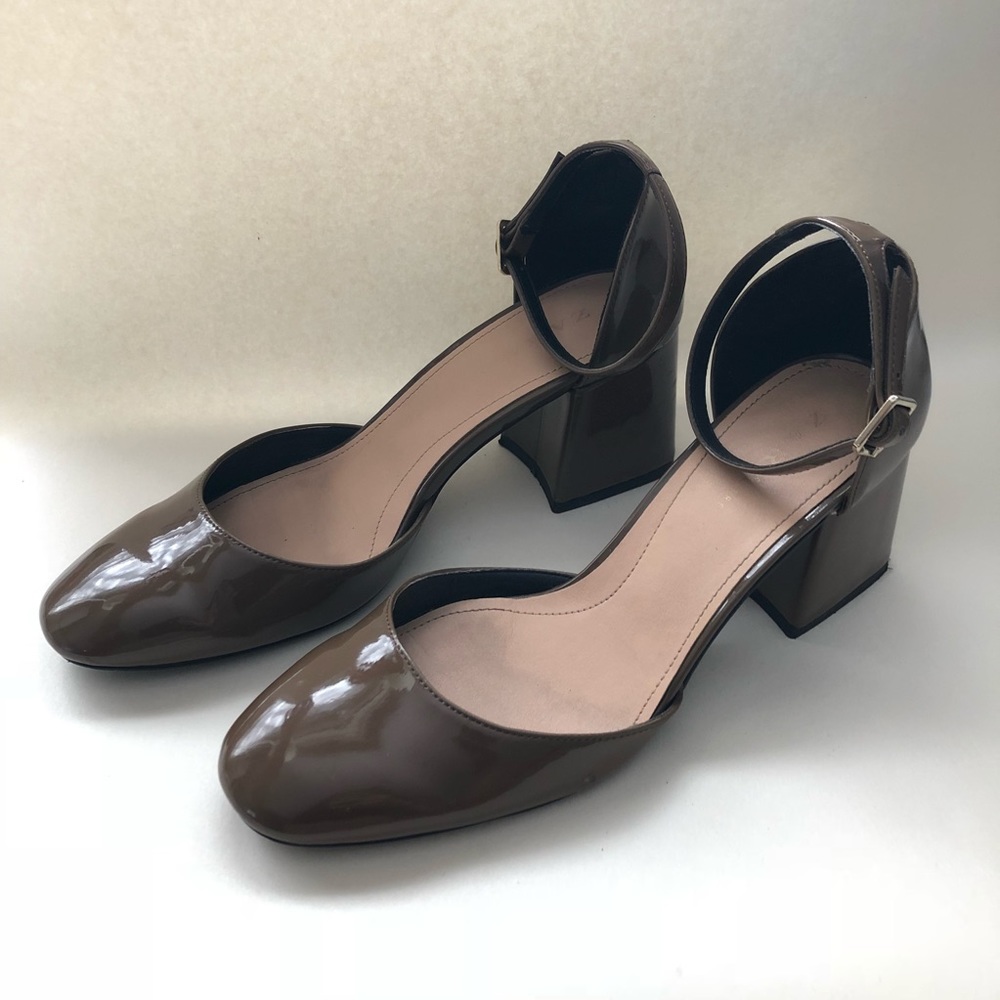 ZARA TRF green block mid heels size 38